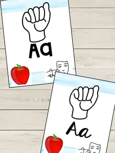 ASL Alphabet Posters - Double-Sided Set of 26 Posters with Clear Visuals for Learning ASL, Engaging Classroom Decor & Homeschooling Spaces