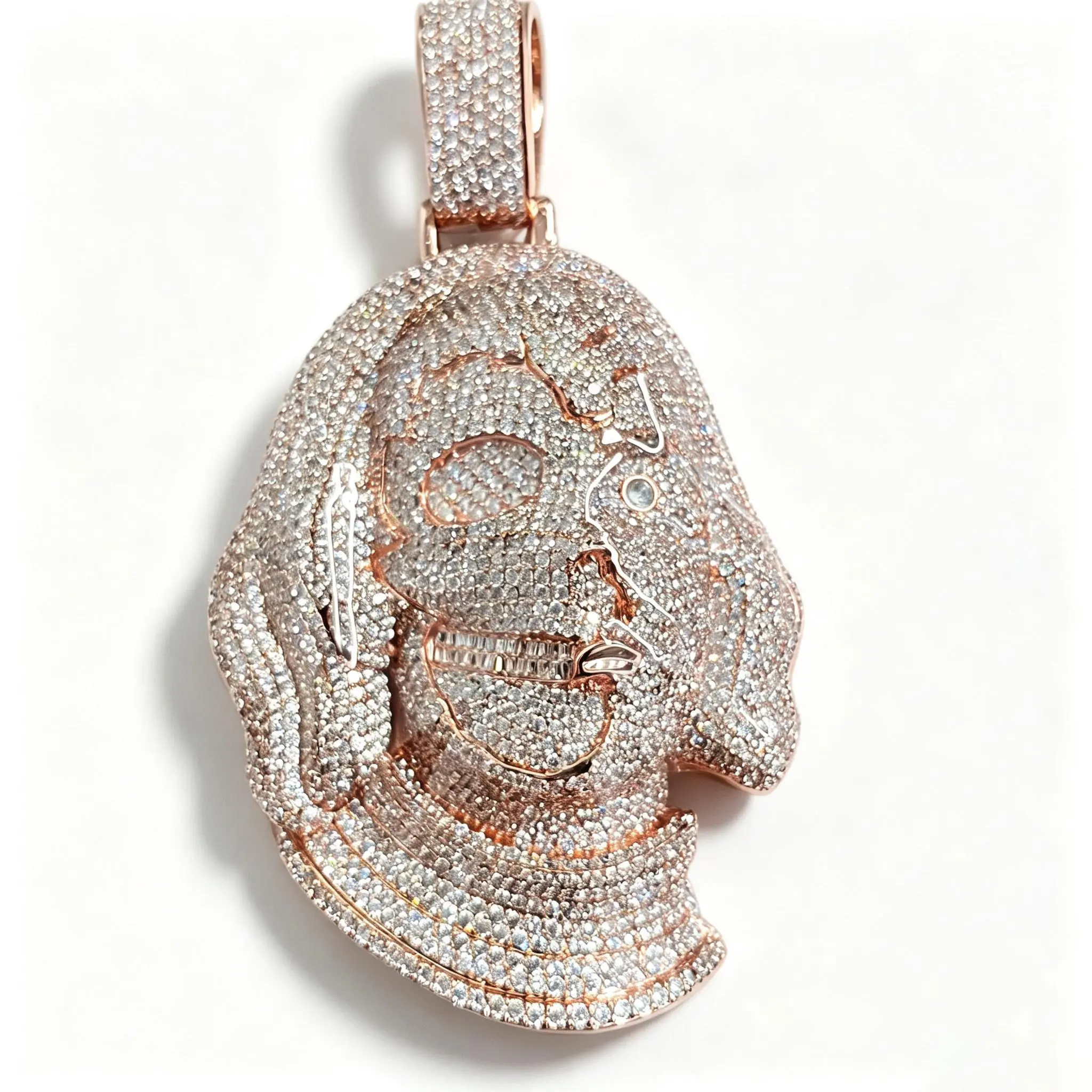 Hip Hop Jewelry Half Skull Half Humanoid Ice Crystal Zircon VVS Franklin Pendant Jewellery Pendant Pendants Necklace Chains