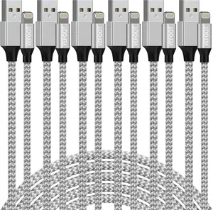 [Apple MFi Certified] 6Pack[3/3/6/6/6/10ft] iPhone Charger Lightning Cable Compatible iPhone 14ProMax/14Pro/14/14Plus/13Pro/13/12Pro/12/11 and More-Silver&White Charging Connector
