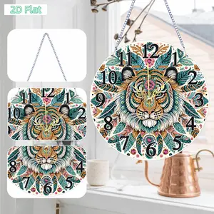 2D FLAT2D Flat DIY Irregular Shaped Drilling Diamond Painting Ornament with Clock Function Diamond Painting Clock Pendant for Living RDIY Diamond Painting Kit for Adults & Beginners, No Skills Needed. Sparkling Art to Brighten Rooms & Perfect Festive Gift