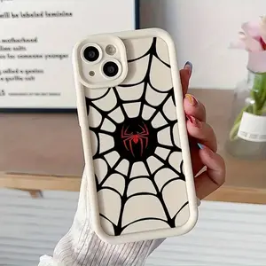 Red Spider Pattern Spider Web Pattern Case for iPhone 16 15 14 Pro Max 13 12 11 XR XS E Plus Shockproof Full Camera Protection Durable slim Silicone Cover Gifts for women men girls boys