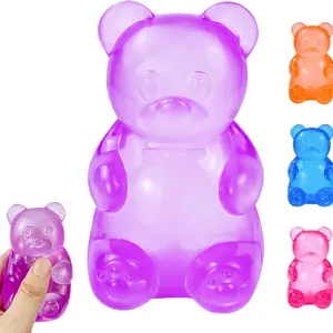 1/4 Counts Gummy Bear Sensory Fidget Toy with Jelly-Like Filling, Squeeze Stress Relief Toy, Ideal Birthday Gifts & Gift Bag Stuffers