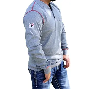 Gray CRG FR Henley Cotton Menswear Flame Workwear