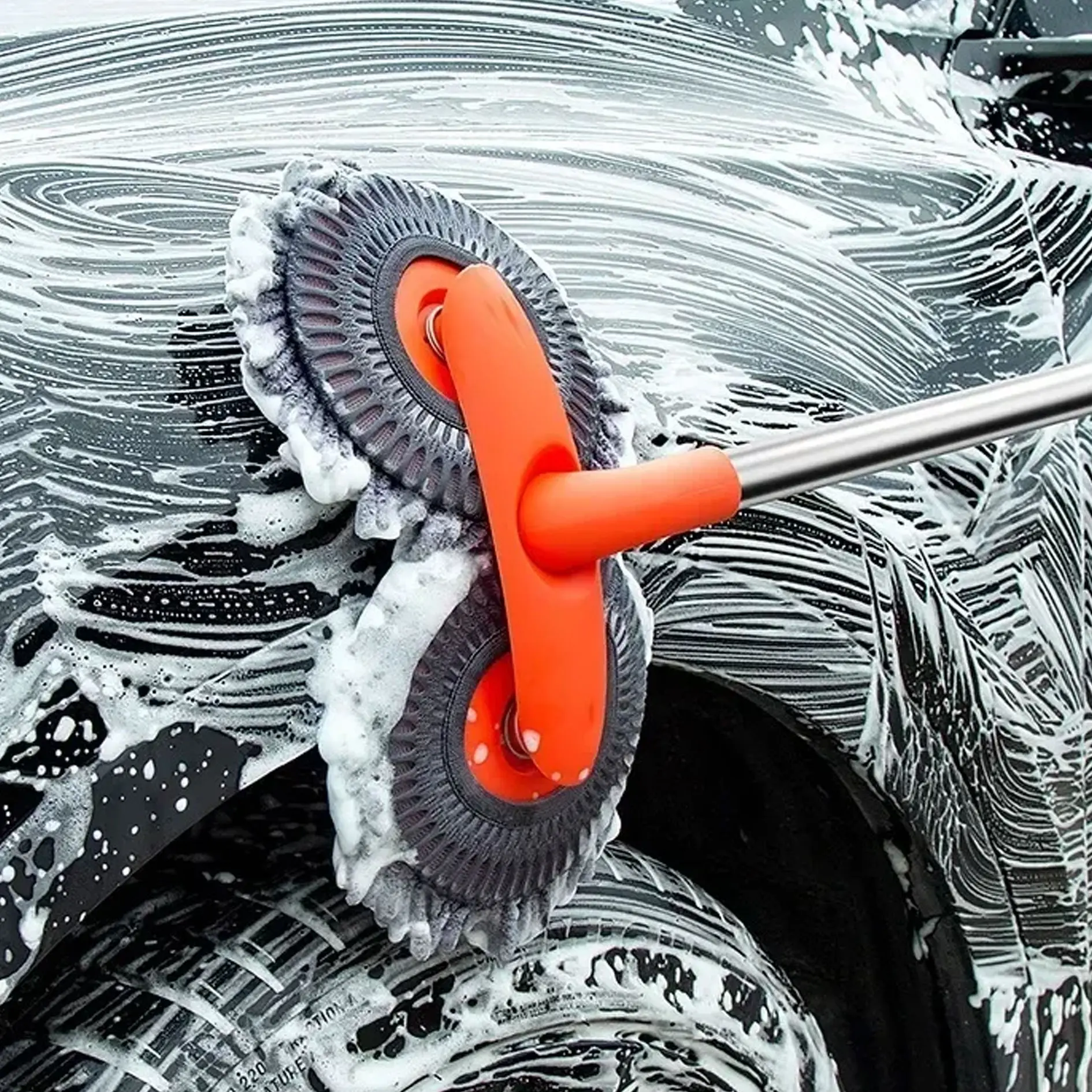 Double Head 360 Degree Rotating Car Wash Brush, Car Cleaning Brush, Car Detailing Brush, Car Wash Tool, Professional Car Cleaning Tool, Car Wash Accessories, Home Care Supplies, Car Detailing Tools