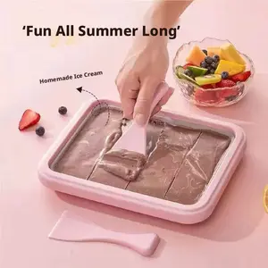 Roll ice cream machine, home-use small yogurt fryer, children's fruit homemade ice cream maker, DIY mini ice cream smoothie machine, stainless steel freezing tray, no power required