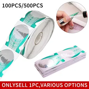 100/500pcs French Nail Forms Tips Acrylic UV Gel Nail Extension Guide Stickers Manicure Stencil Builder Nail Art Tools