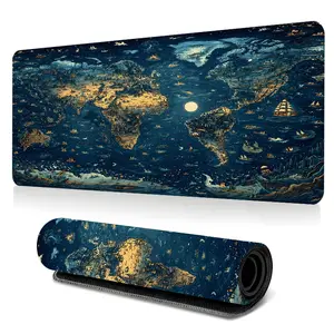 World Map Art Large-Sized Gaming Mouse Pad, Oceanic Theme desktop protection pad, anti-slip rubber lock edge high-definition printing, suitable for computers, laptops, offices, homes, schools, as a gift for family and friends.