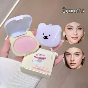 Two-Pack Sweetheart Soft Bear Water Glow Blush Cosmetic Long-Lasting Flattering Color Enhancing Makeup for Natural Look
