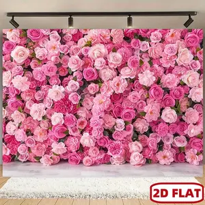 2D Flat, 1pc Rose Wall Photography Backdrop - Lush Pink Floral Design, 230x180cm/90.55x70.87inch, No Power Needed, Versatile for Valentine's Day, Youngsters Showers, Birthday Parties & Weddings