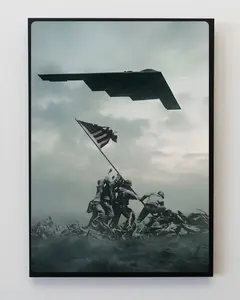 Independence Day Poster 4th of July, Patriotic B2 USA Wall Art, American Flag Military Tribute, Freedom Artwork