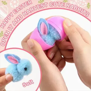 Easter Decoration Set, 12 Easter Eggs & 12 Bunny Velvet Balls, Egg Hunt Basket Surprise Gift, Thanksgiving Party Supplies, Party Decorations