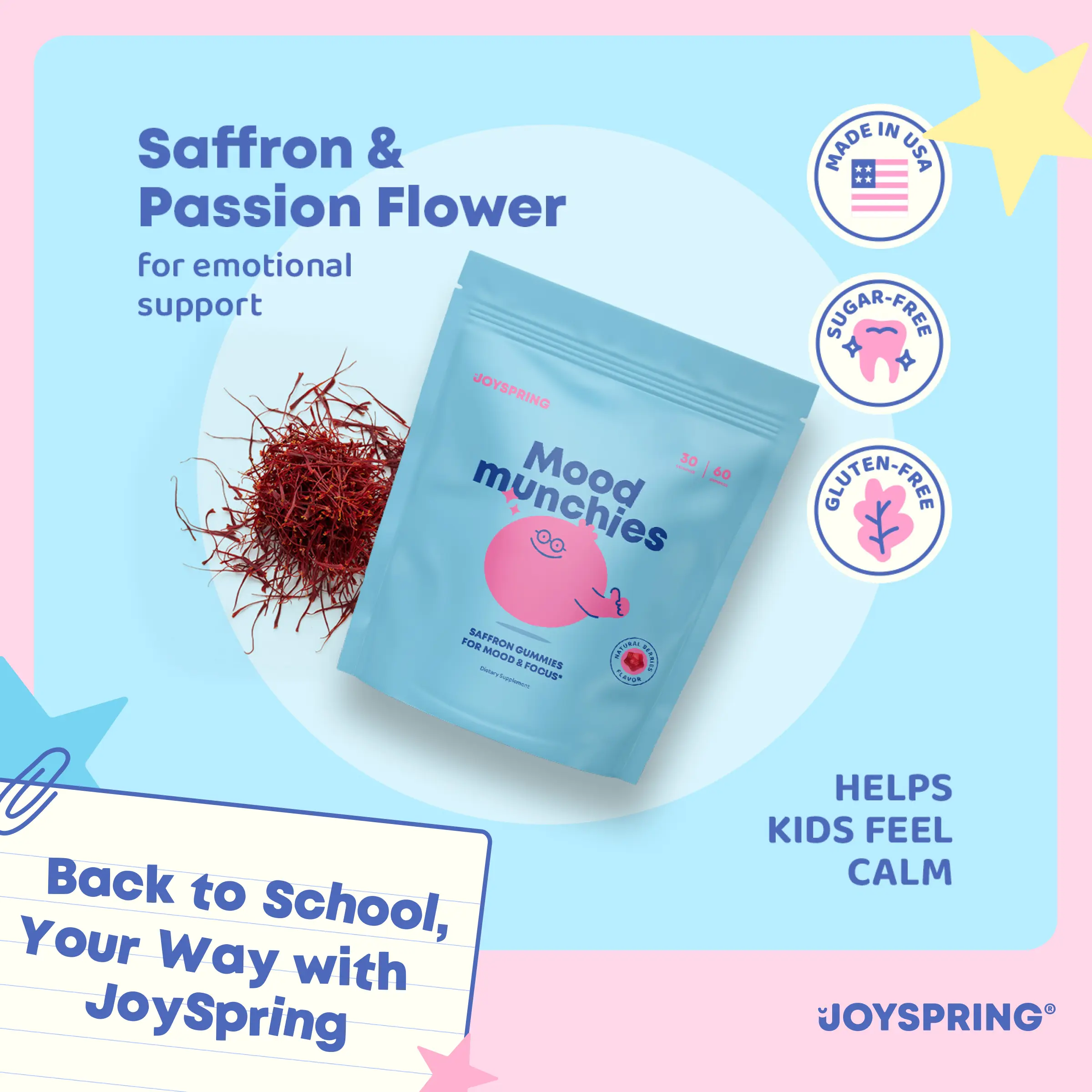 JoySpring Saffron Mood Munchies Gummies – Plant-Based Saffron Formula for Daily Wellness Designed to Support Mood and Focus