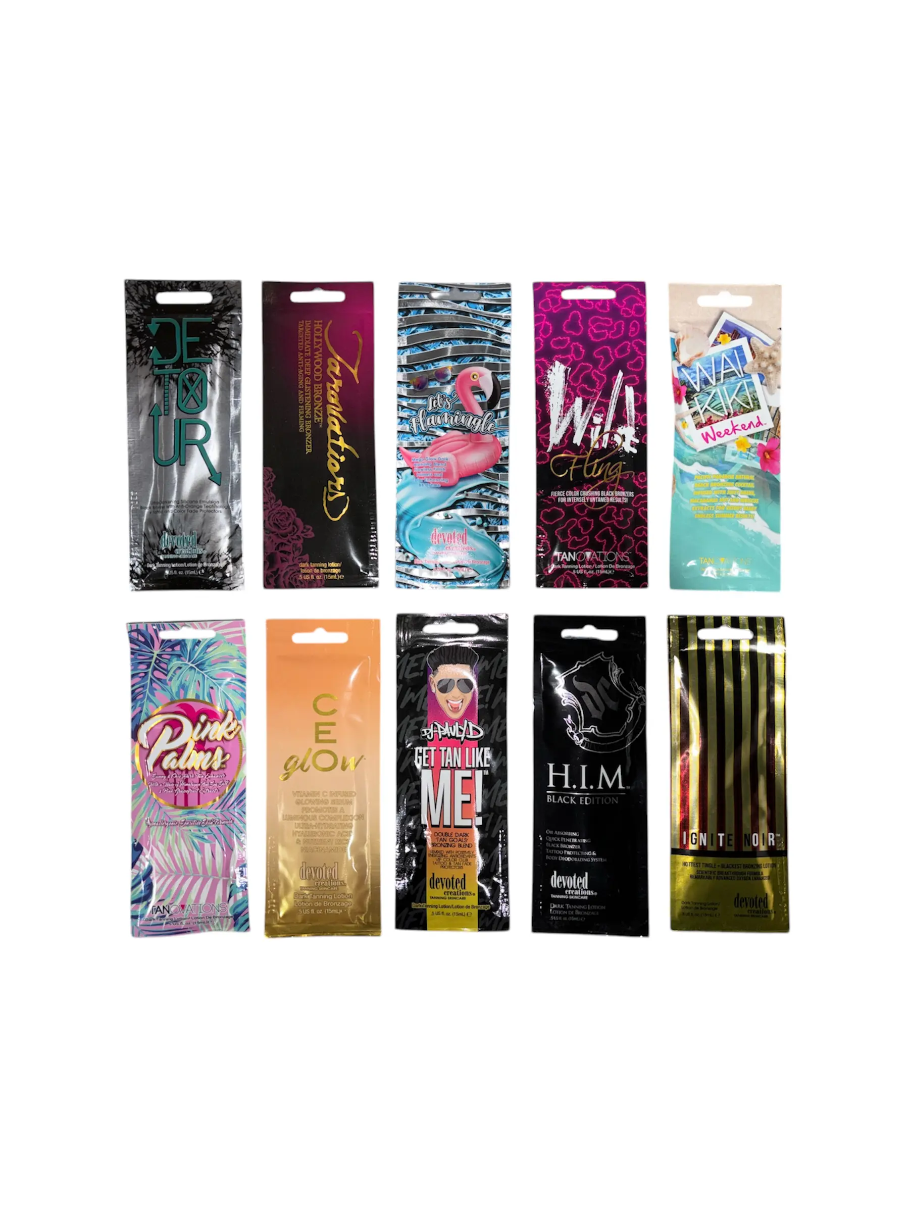 10 New Tanning Lotion Sample Packets - Major Brands Bronzer & Intensifier - 10PACK Body Care Skincare