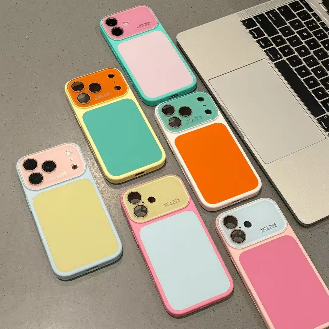 Color Block Contrast Panel Phone Case, Simple Two-Tone Matte Cover for iPhone 17 Air 16 Pro Max 15 14 Plus 13, Shockproof Slim Protective Case, Unisex Minimalist Phone Cover for All Users