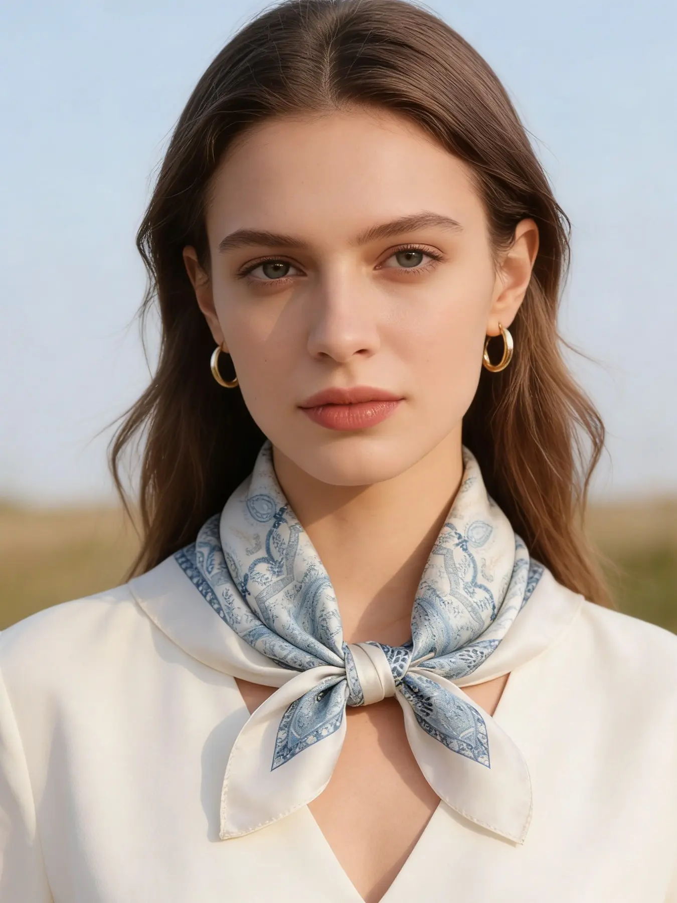 Spring Summer Fashion Cashew Flower Print Silk Scarf, Versatile for Daily Use, Office, Vacation, Multi-Purpose Accessory