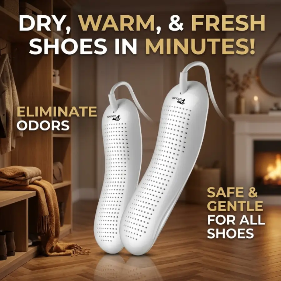 KOODER Compact Freestanding Corded Household Shoe & Boot Dryer - Fast-Drying Home Appliance with Even Heating, Odor Removal Function