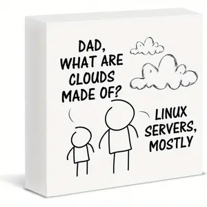 Funny Programmer Gifts, Computer Science Gifts for Software Developer Computer Engineer What Are Clouds Made of Wood Block Sign Office Decor 5x5 inch