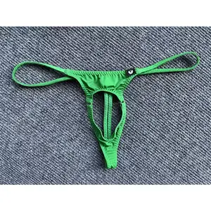 No Cover  Men's Underwar  Hollow Out  Thongs  With Ice Silk Thin Design Pure Desire Low Waist Sexy Men's Bed Elastic Thongs