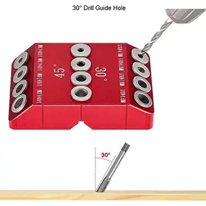 1PC Drilling Aid Tool, Featuring 30-Degree, 45-Degree, and 90-Degree Angles. It Allows for Precise Drilling of Angular and Straight Holes, Made Entirely of Durable Metal, Suitable for Handrails on Decks and Staircases