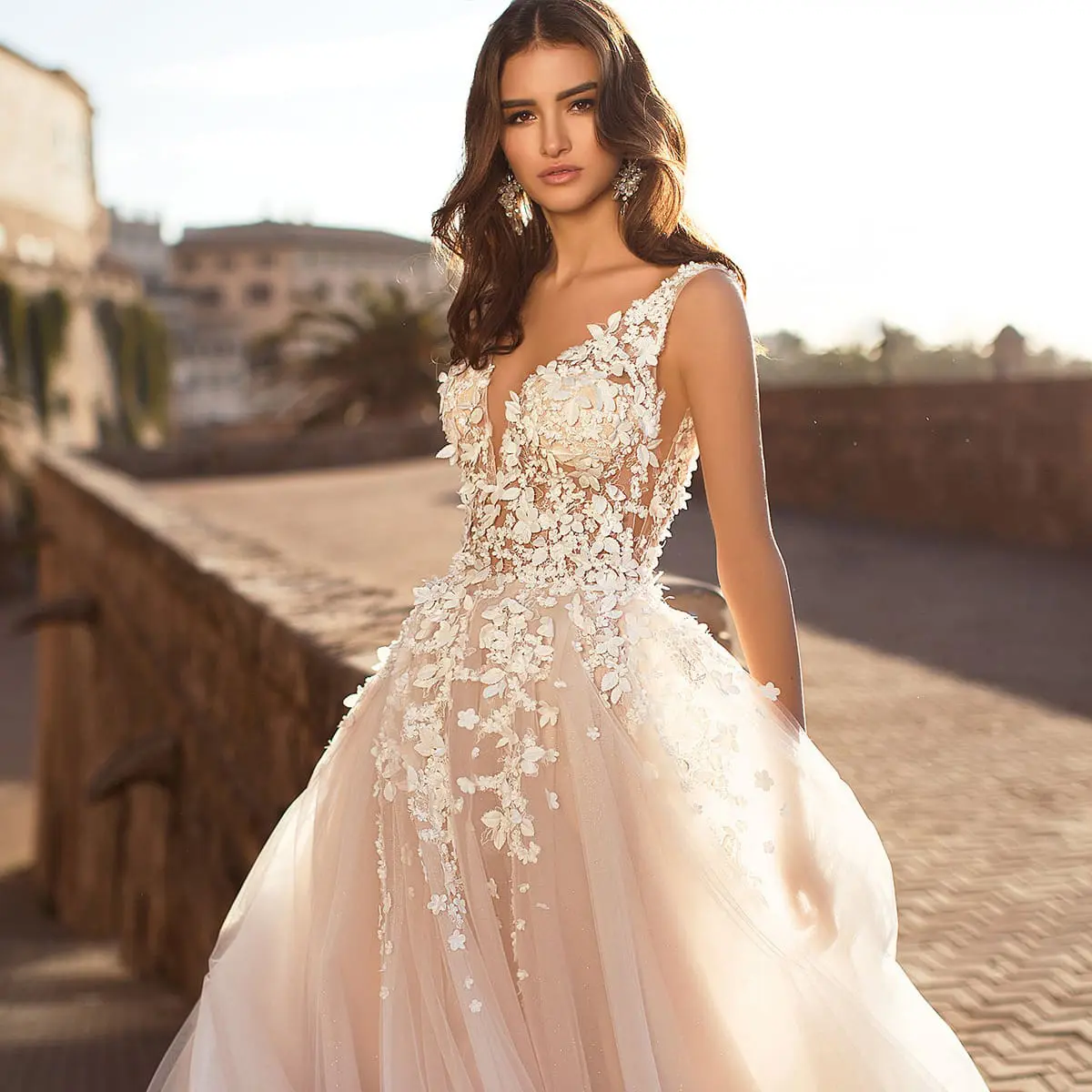 2025 summer WOMEN'S sexy lace dress sleepveless deep V neck wedding dress embroidery long dress