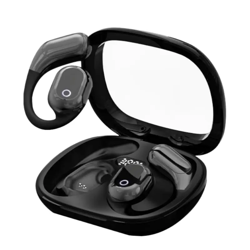 HY-Y16 OWS Hook-On Wireless Earbuds - Bluetooth 6.0 Audio Electronic, Chargeable LED Display Case, Hi-Fi Stereo Sound, Low Latency Gaming Mode, IPX5 Rated Waterproof, Comfortable Secure Fit, Built-in Mic, Touch Control, Box Packaged for Music & Calls