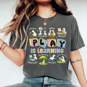 Comfort Colors Play Is Learning Goose TShirt for Teachers, Early Childhood Education Tee, SPED Teacher T-Shirt, Preschool Teacher Gift