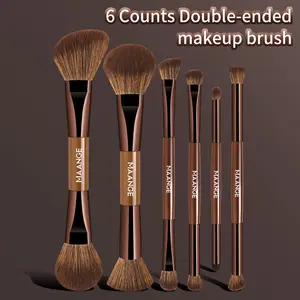 Maange 6-Piece Makeup Brush Set, Foundation Brush, Blush Brush, Loose Powder Brush, Eyeshadow Brush, Ideal for Beginners, Metal Frame