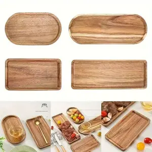 Wooden Serving Tray 11.4x4.2 Inches Oval Shape, Perfect for Snacks Fruits Desserts Cups Jewelry Bathroom Home Decor Christmas Gift