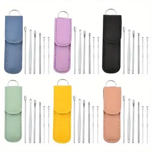 6Pcs ear pick spoon, new stainless steel ear pick spoon set, spiral adult ear cleaner, ear pick spoon, Ear Cleaning Tool, Earwax Remover