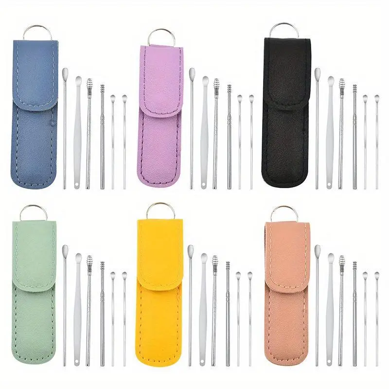 6Pcs ear pick spoon, new stainless steel ear pick spoon set, spiral adult ear cleaner, ear pick spoon, Ear Cleaning Tool, Earwax Remover