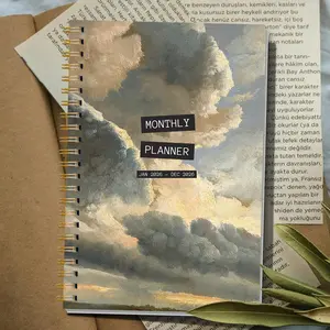 2026 Cloud Art Cover Monthly Planner Notebook, Simple High-Aesthetic Daily Schedule Book, Includes To-Do List & Habit Tracker