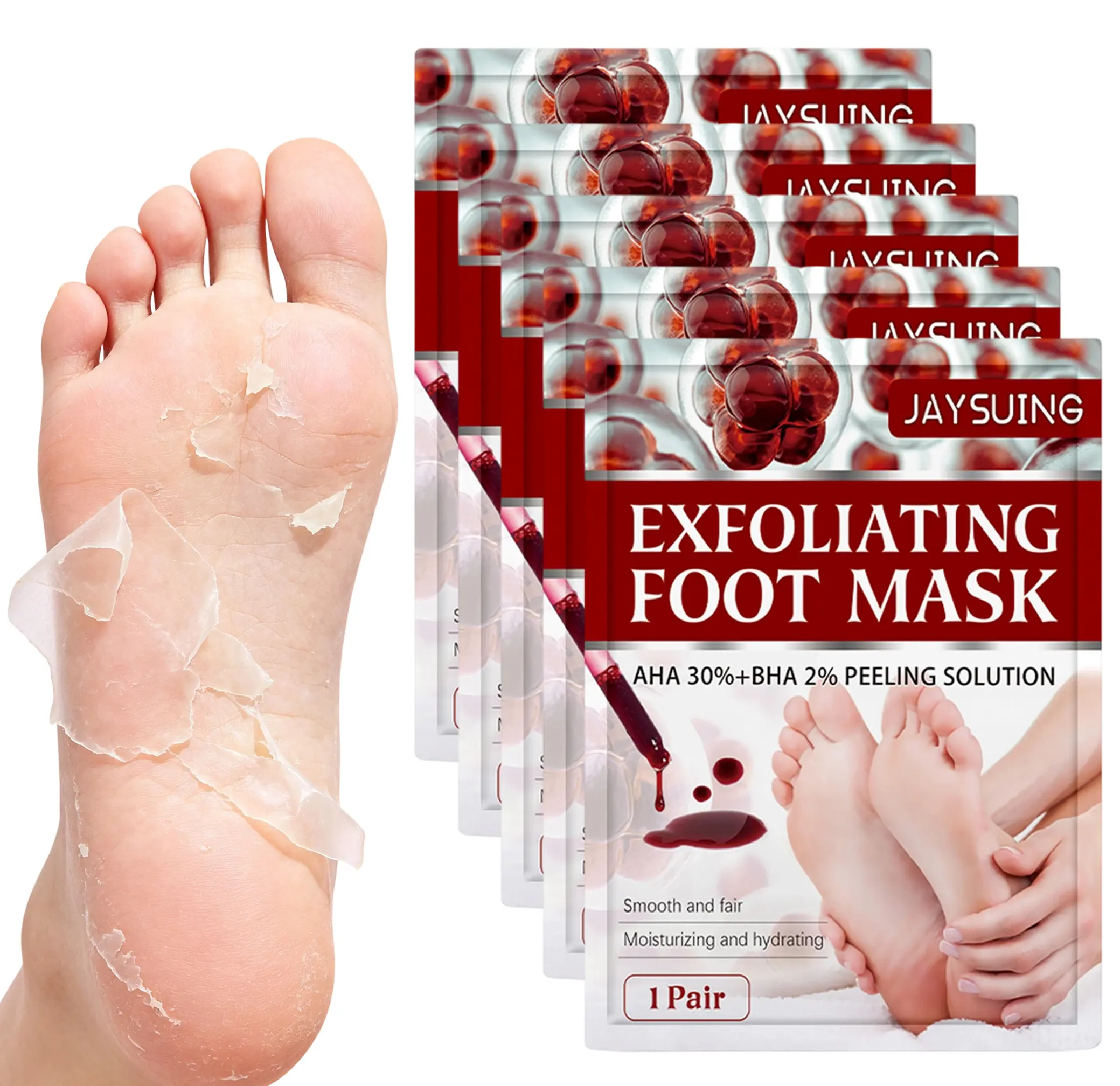 5 Pair Repairing Foot Masks – Moisturizing Foot Socks withGlycerin, Malic Acid, Salicylic AcidacidMoisturizing Foot Mask with  Fit, Softens Rough Skin, & Prevents Cracking Removal Foot Peel Mask for CallusRemoval
