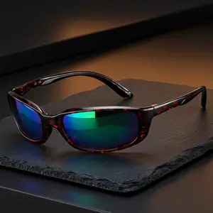 Outdoor Fishing & Cycling Sunglasses - Outdoor Cycling Accessories, Safety Glasses, Mirrored Lenses, Wrap-Around Shades, Lightweight Vented Frame, Ultra-Safe Modern Edgy Sports Eyewear