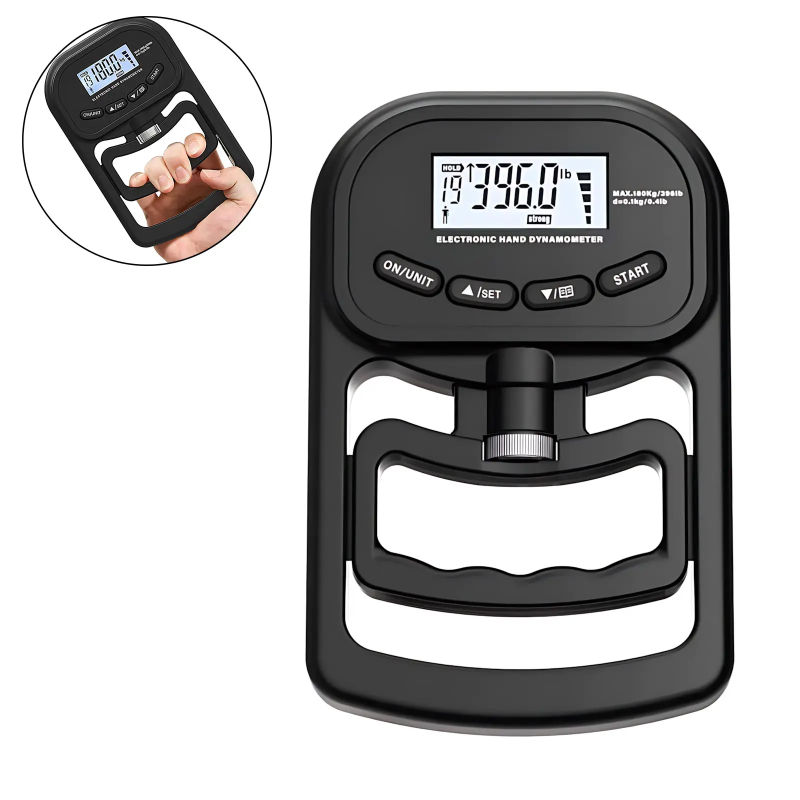 USB Rechargeable Digital Hand Grip Dynamometer - Strengthener for Sports, Home Workouts, Accurate Readouts Grip Power Test Tool for Physical Therapy