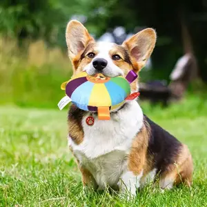 2 Pcs,Dog Plush Sound Frisbee Toy With Internal Clock to Attract Attention, for Aggressive Chewers