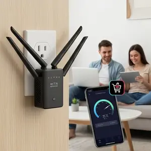 WiFi Extender, Enterbon Wi-Fi Booster, WiFi Range Extender, Covers 9000 Sq. Ft, Supports 35 Devices, Includes Ethernet Port, Easy Setup