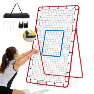 7x4 ft Volleyball Rebounder Net, Multi Sport Bounce Back Training Equipment with Portable Travel Bag, 5 Adjustable Angles for Indoor/Outdoor Spiking, Bumping
