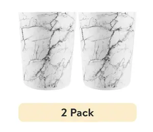 (2 pack) 5 Gallon Trash Can, Plastic Office Trash Can, White Marble