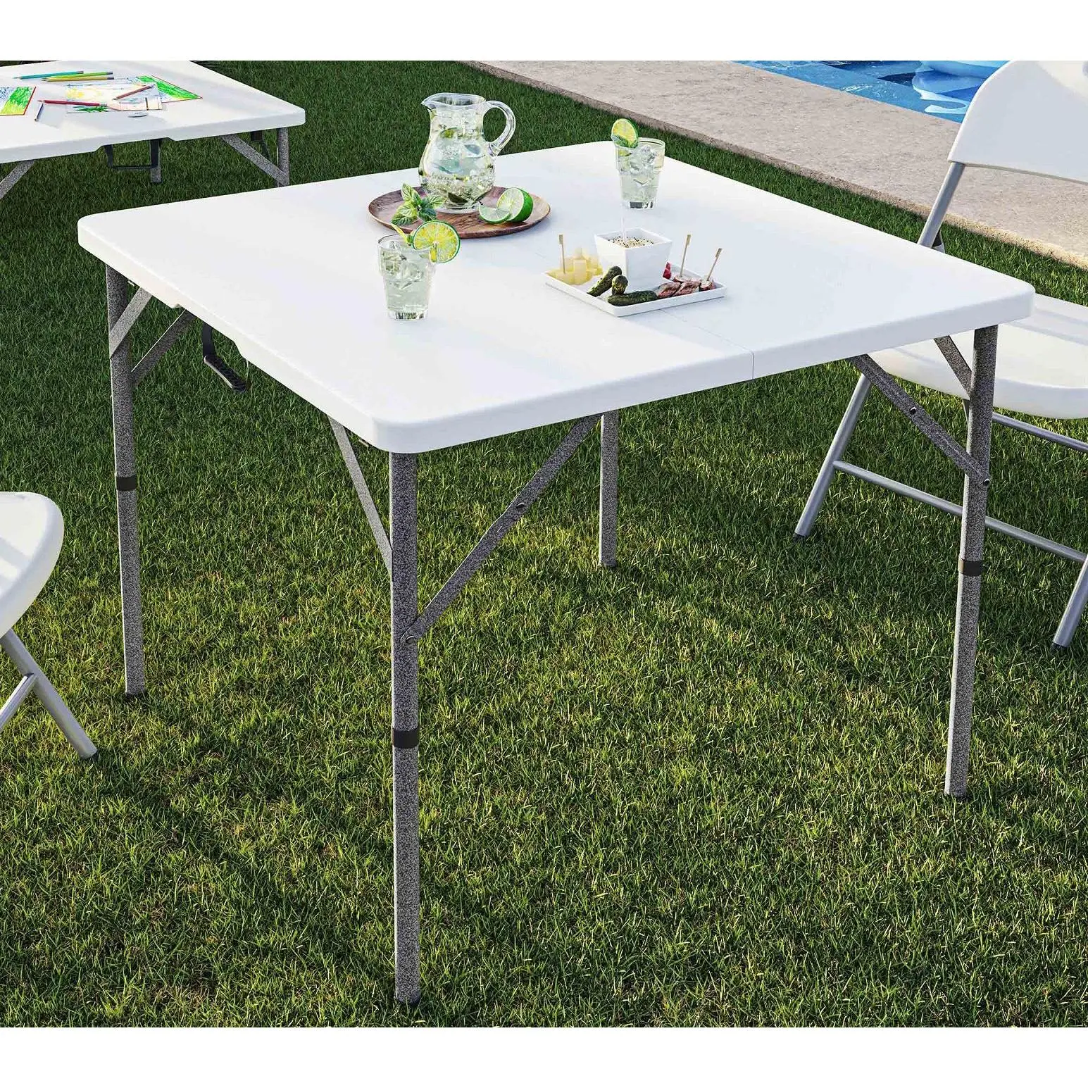 Techni Home 34"Portable Height Adjustable Square Folding Table Techni Home 34"Portable Height Adjustable Square Folding Table