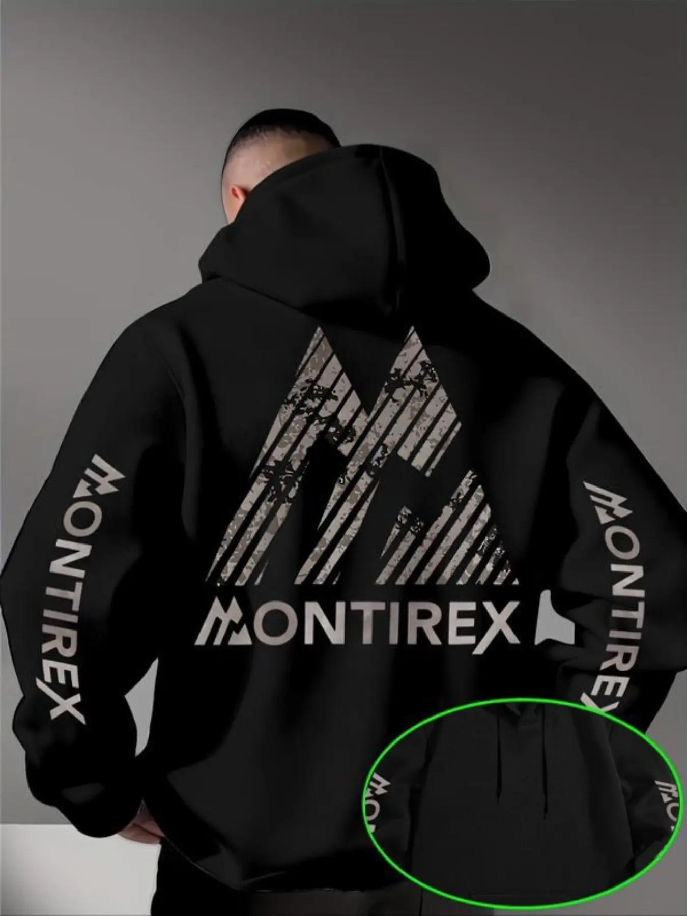 Men's Montirex Letter Art Mountain Print Hoodie Casual Fitted Pullover Sweatshirt Fall & Winter Outdoor Fashion