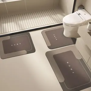 Housego Non-Slip Bathroom Mat Set of 3 Counts Water Absorbent Rug for Bathroom Living Room Kitchen Laundry Home Decor Hygienic Environment Restroom Accessories Super Absorbent Non Stick Mat Silicone Rubber bathroom floor mat nonslip quick dry