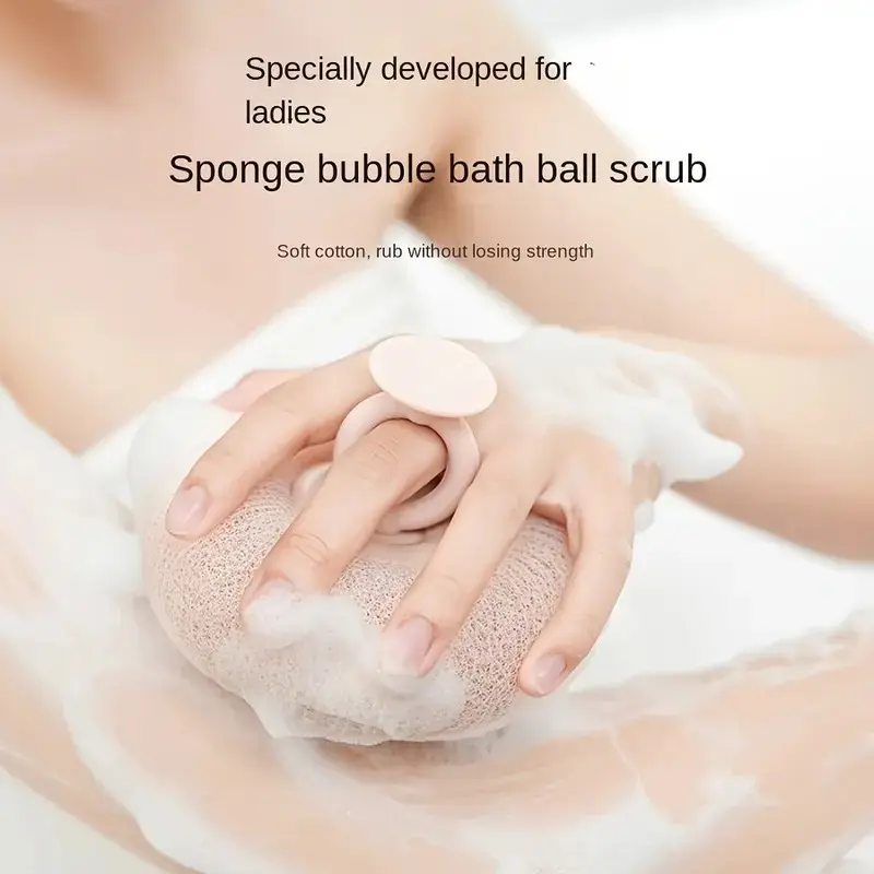 2-Pcs Eco-Friendly Foldable High-Tenacity Rubber Exfoliating Bathroom Gadget Set - 2-in-1 Body Scrubber Bath Tool with Mesh Balls, Accessories for Refreshing Shower, Random Colors