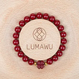 8mm Cinnabar Purple Gold Sand Four-Leaf Clover Bracelet - Joy & Luck Style