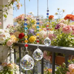 3pcs Strawberry Bead Crystal Ball Sun Catcher, Hanging Prism for Garden Home Decor, Car Interior Ornament Window Decoration, Hangable Decorative