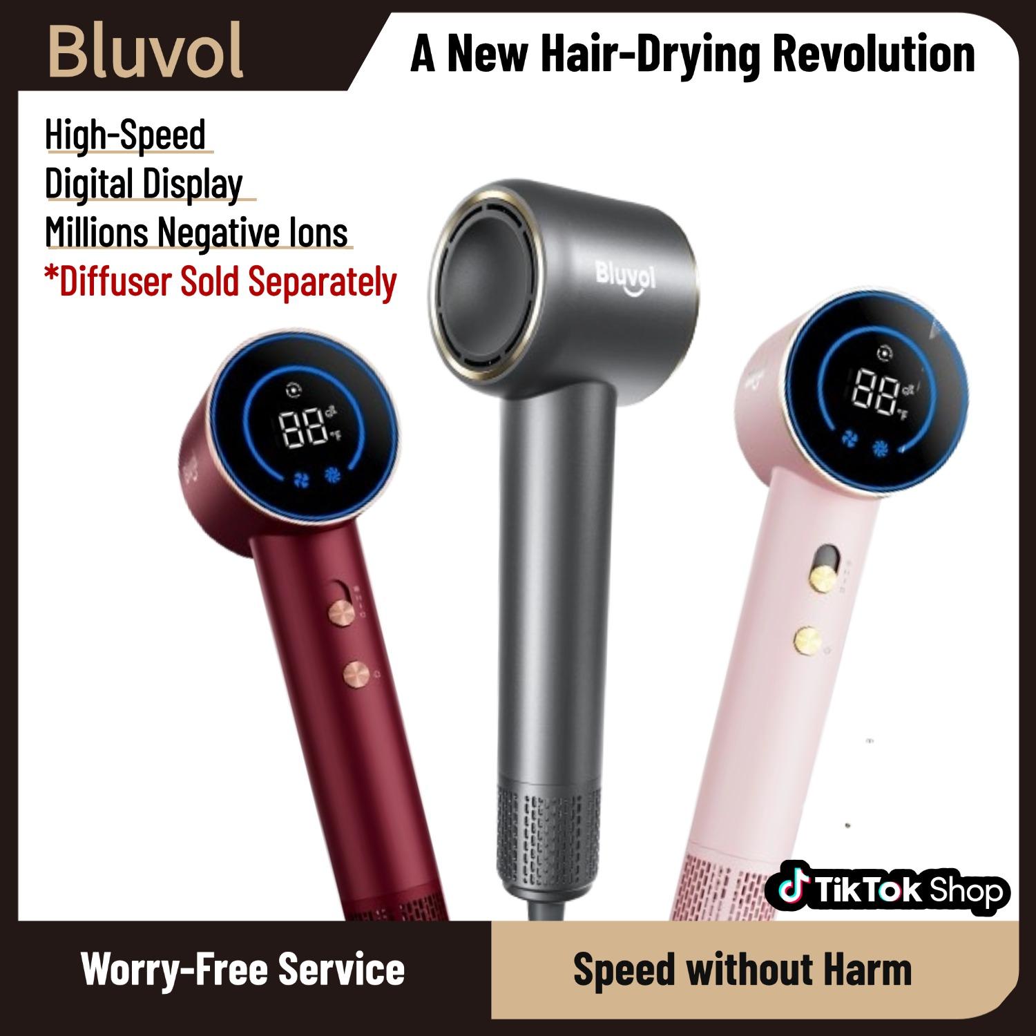 Bluvol Hair Dryer, High Speed lonic Blow Dryer with HD Display, Magnetic Concentrator, Brushless Motor - Formely Fanttik