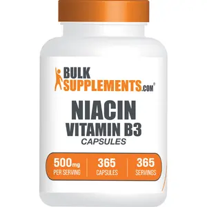 BulkSupplements - Niacin Vitamin B3 Capsules -  Healthy Skin - Heart Health - 365 Capsules - 500mg per Serving