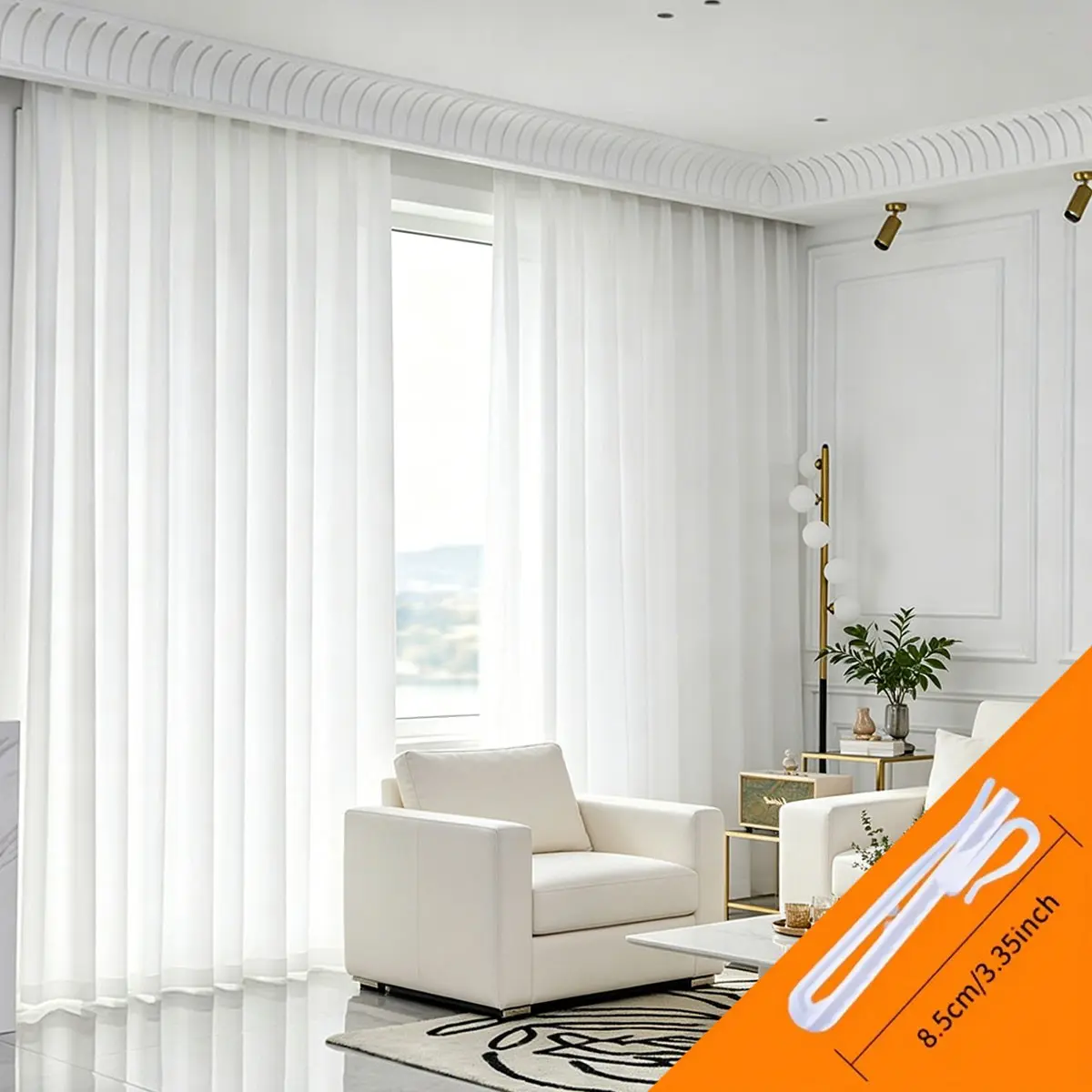 2pcs High-Transparency Pure Sheer Curtains, Living Room Light-Filtering Window Drapes, Bedroom Hook-Style Curtains, Home Decoration Curtain, Style, Curtain Panels