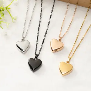 Plain Heart Cremation Urn Necklace for Ashes – Minimalist Memorial Jewelry Keepsake for Human or Pet Loss