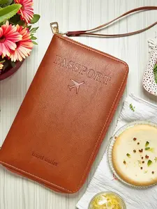 Premium Leather Zippered Passport Holder, All-in-One Travel Wallet with Multi Pockets, Passport Organizer for Travel, Business & Gift