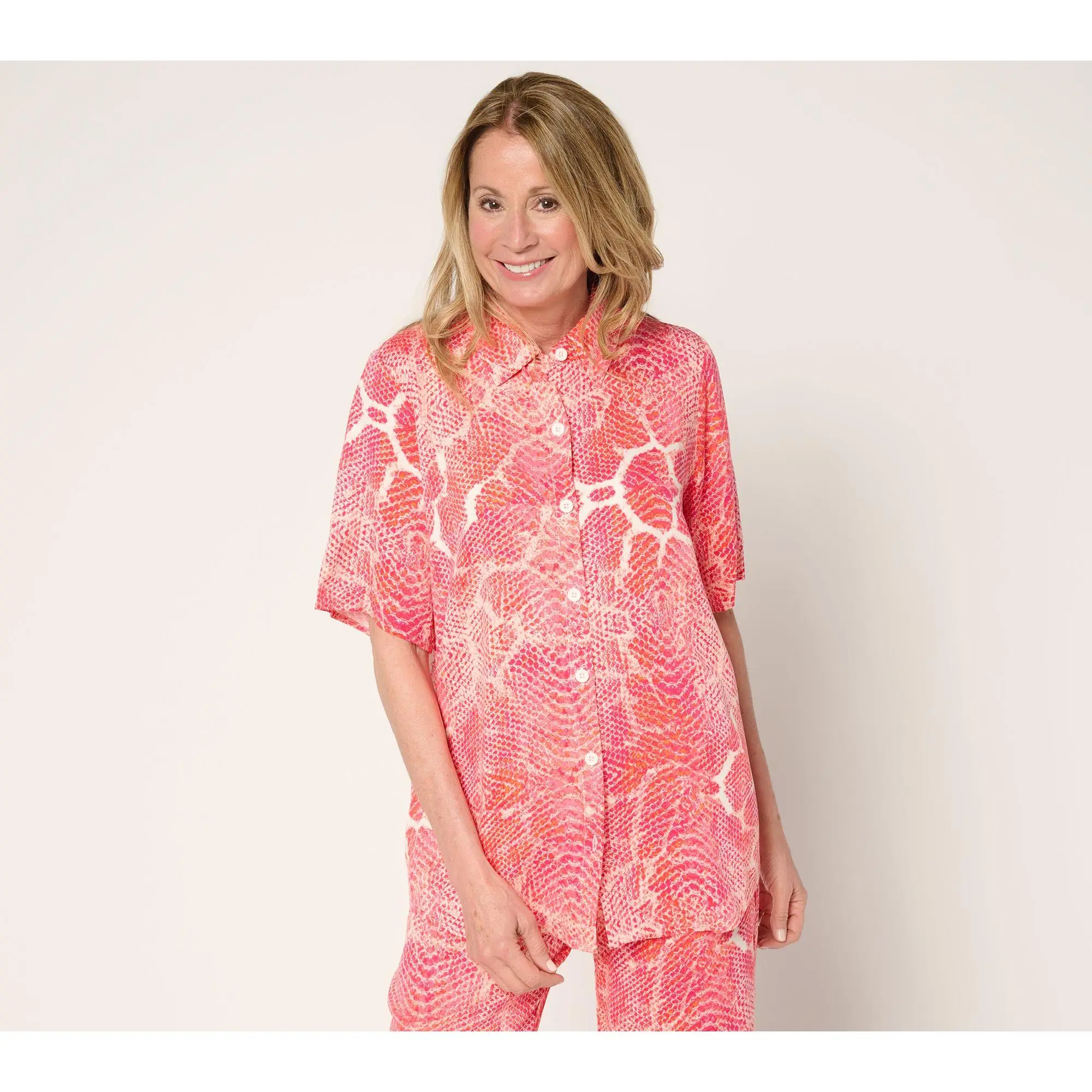 QVC Men's Printed Short-Sleeve Camp Shirt